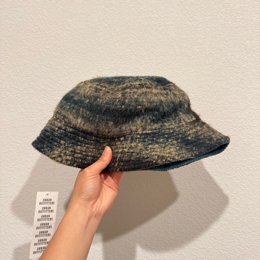 Urban Outfitters Fuzzy Plaid Bucket Hat